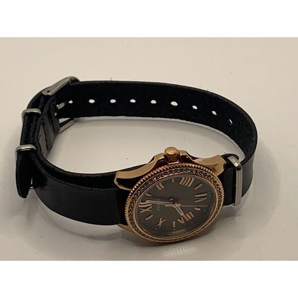 Fossil AM4615 Women's Black Leather Analog Brown Dial Quartz Genuine Watch JD398 - Picture 7 of 11
